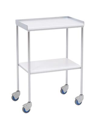 Instrumenttipöytä – 2 hyllyä (PVC) – 60x40x80 cm – Yläreuna 3 sivulla