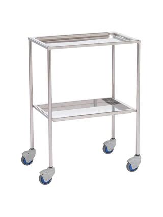 Instrumenttipöytä – 2 hyllyä – 60x40x80 cm – Syvähyllyt – Ruostumaton teräs