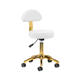 Pyöreä jakkara pyörillä valkoinen/kulta